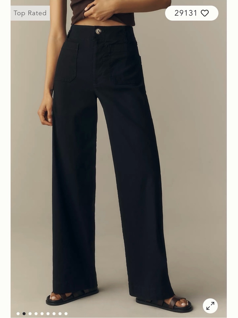 Maeve Colette size 28 High-Rise Wide-Leg Pants in Black